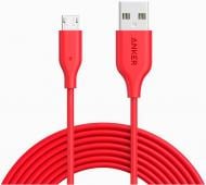 Кабель Anker microUSВ 3 м Red (A8134H91) POWERLINE V3