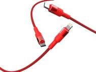 Кабель T-PHOX microUSВLightning – USBUSB Type-C 1,2 м красный (T-F815 Mix Red)