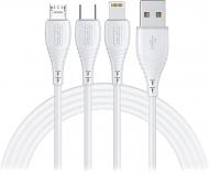 Кабель T-PHOX microUSВLightning – USBUSB Type-C 1,2 м белый (T-F831 White) PLUS 3 - 3IN1