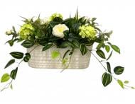 Композиция Цветы в белом керамическом горшке 48,26х24,77х31,12 см зеленый Sensio