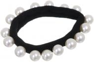 Резинка для волосся Акцент Р4506 чорна з білими перлами Резинка для волосся Акцент Р4506 чорна з білими перлами