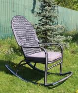 Кресло-качалка GreenGard плетеное Relax (графит+подушка серая)