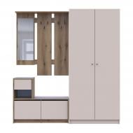 Прихожая с зеркалом Doros Белла та шафа Промо 2040х1900х480 мм дуб эвок прибрежный/кашемир