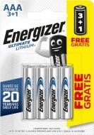 Батарейка Energizer Ultimate Lithium уп. 3+1шт. AAA (мизинчиковые) 4 шт. (E301535701)