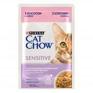 Корм для дорослих котів Cat Chow Sensitive вологий з лососем та цукіні в желе 85 г