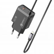 Зарядное устройство Promate iCharge-PDQC3 20Вт PD Lightning connector+USB QC3.0 Black