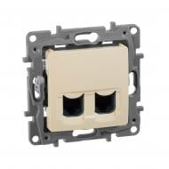 Розетка компьютерная двойная Legrand Etika 2хRJ45 Кат.5е Utp без шторок слоновая кость 672355