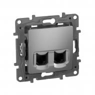 Розетка компьютерная двойная Legrand Etika 2хRJ45 Кат.5е Utp без шторок алюминий 672455