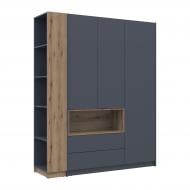 Шкаф для одежды Doros Дэйл с этажеркой 3ДСП 2200х1780х520 мм графит / дуб эвок прибрежный / графит