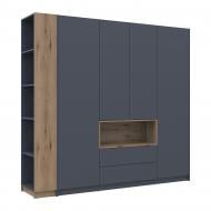 Шкаф для одежды Doros Дэйл с этажеркой 2200х2340х520 мм графит / дуб эвок прибрежный / графит