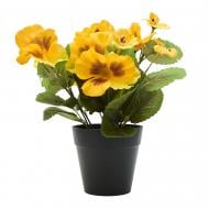 Цветок искусственный Фиалка 24 см в горшке желтая Девилон