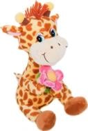 Мягкая игрушка LAVA Жираф с цветком 23 см бежевый с коричневым LA8614