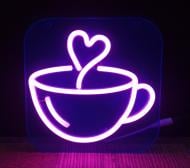 Неоновая вывеска ArtEco Light «Горнятко кави» 200x200 мм розовый