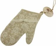 Прихватка-варежка White Rose с кружевом 16x26 см бежевый Прованс