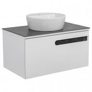 Тумба подвесная Aqua Rodos OSTIN (белый мат) со столешницей серый мрамор 80 см и умывальником One