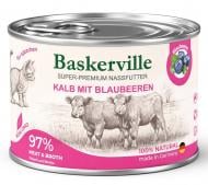 Корм влажный беззерновой для котят всех пород Baskerville Super Premium телятина с черникой 200 г