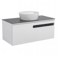 Тумба подвесная Aqua Rodos OSTIN (белый мат) со столешницей серый мрамор 100 см и умывальником One