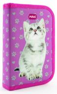 Пенал школьный Котик с кавычками с 2 отворотами MX85301 Maxi розовый