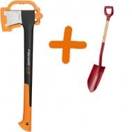 Набор садового инструмента Fiskars Топор-колун M Х17 + лопата