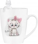 Чашка с ложкой Ardesto Cute 320 мл белая AR3040BS