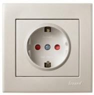 Розетка с заземлением Lezard Rain со шторками жемчужно-белый 703-3088-124B