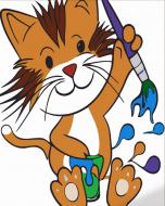 Раскраска по номерам Strateg Котик-художник 30х30 см ES111