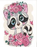 Раскраска по номерам Strateg Енотик в цветах 30х30 см ES136