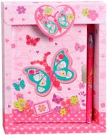 Блокнот детский на замочке в подарочной коробке с ручкой Malevaro Бабочки (640410-A)