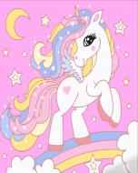 Раскраска по номерам Strateg Единорожек на радуге 30х30 см ES145