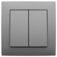 Вимикач прохідний двоклавішний Efapel Logus без підсвітки металік алюмінієвий 21101 TAL