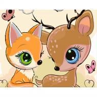 Раскраска по номерам Strateg Олененок и лисичка 30х40 см SS6720