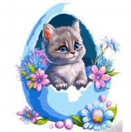 Раскраска по номерам Strateg Кошечка из яйца 30х40 см SS6678