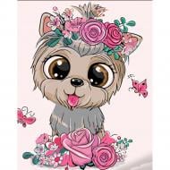 Раскраска по номерам Strateg Волчонок в цветочках 30х40 см SS6721