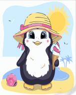 Раскраска по номерам Strateg Пингвенок с мороженым 30х30 см ES157