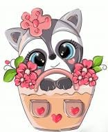 Раскраска по номерам Strateg Енотик в корзине 30х40 см SS6723