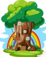 Раскраска по номерам Strateg Домик на дереве 30х40 см SS6728