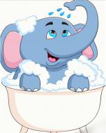 Раскраска по номерам Strateg Слоник в ванной 30х40 см SS6727