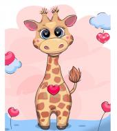 Раскраска по номерам Strateg Жираф и сердечки 30х40 см SS6722