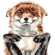 Раскраска по номерам Strateg Лисичка и чашечка 30х40 см SS6795