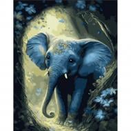 Раскраска по номерам Strateg Голубой слоник 30х40 см SS6780