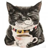 Раскраска по номерам Strateg Котик и чашечка 30х40 см SS6793