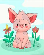 Раскраска по номерам Strateg Поросенок 30х30 см ES110