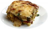 Картофельный гратен с ветчиной и грибами, кг