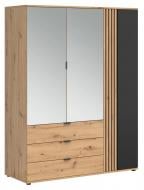 Шкаф BRW VABRES 1д2M 1955х1505х560 мм дуб артизан / чорный (S620-SZF1D2M3S-DASN/DASN/CA)