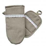 Прихватка-варежка Крапочки 15x28 см серый с рисунком Прованс