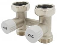 Вузол підключення V&G VALOGIN прямий Н-подібний 3/4"x3/4" євроконус без ніппелів з вентилями VG-606101