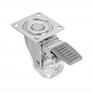 Ролик мебельный GTV d50 мм h-65 мм повортный c стопором прозрачный (колесо для мебели) упаковка 20 шт KM-AH50MM-00