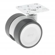 Ролик мебельный GTV CIRCO d50 мм h-61,5 мм поворотный двойной без стопора светло-серый (колесо для мебели) упаковка 4 шт KM-CIRCO-50MM-BH-19