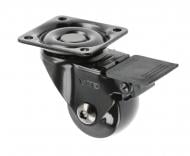 Ролик мебельный GTV CALIBRO d35 мм h-50 мм повортный с стопором черный (колесо для мебели) упаковка 4 шт KM-CALIBRO-35MM-ZH-20