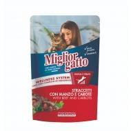 Корм вологий для котів Morando MigliorGatto Смужки з яловичиною та морквою, пауч 100 г